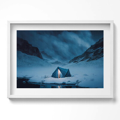 Kép keretben Havas táj kék sátor