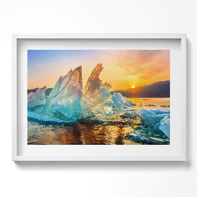 Kép keretben Jéghegyek naplementében