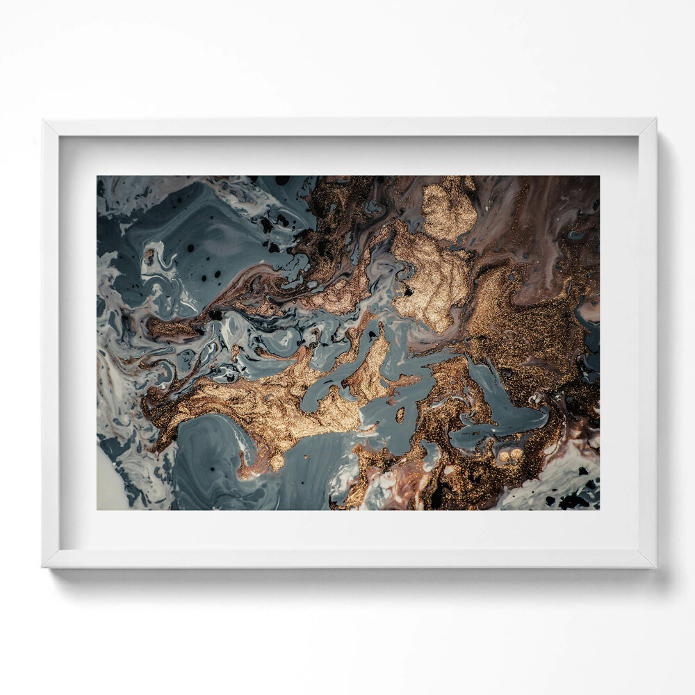 Kép keretben Absztrakt arany és kék színek