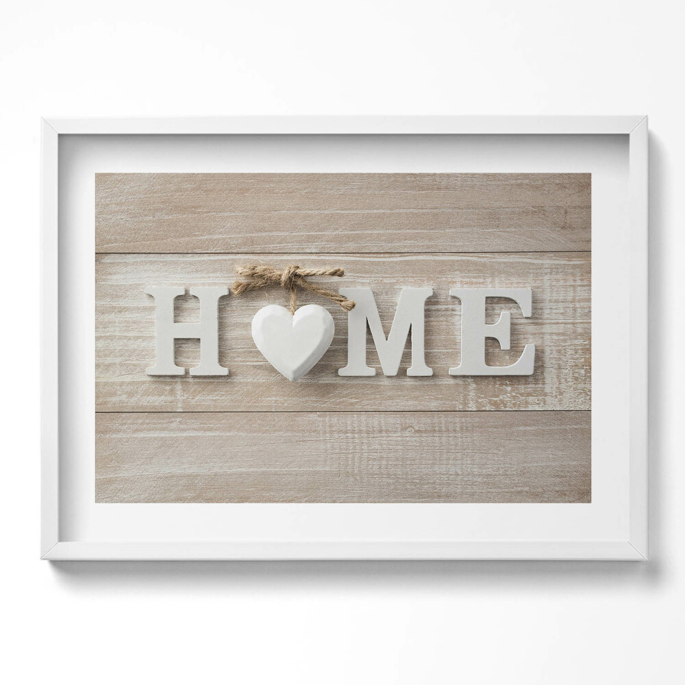 Kép keretben Otthon szöveg és szív motívum