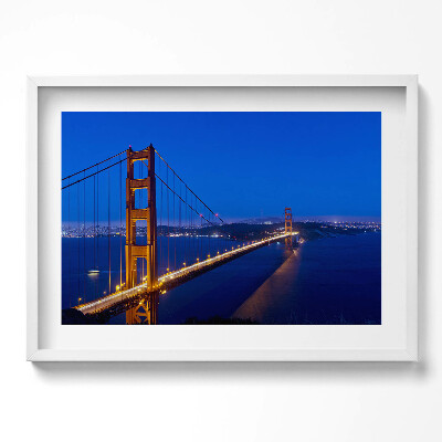 Kép keretben Aranykapu híd éjszakai fényben