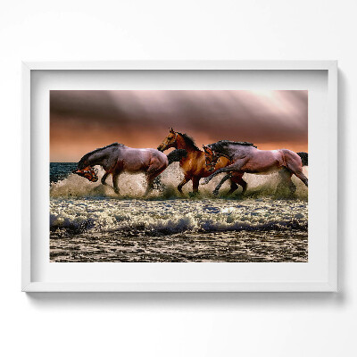 Kép keretben Futó lovak a tengerparton