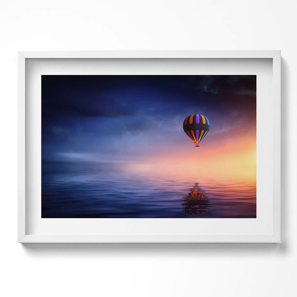 Kép keretben Légballon a naplementében