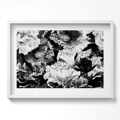 Kép keretben Fekete-fehér virágmintázat
