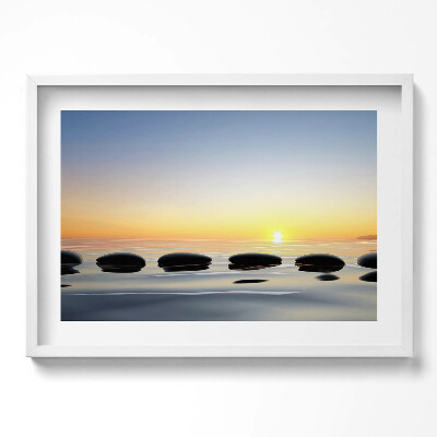 Kép keretben Csendes vízfelszín naplemente
