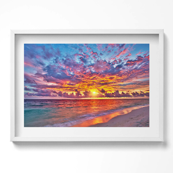 Kép keretben Naplemente színes felhőkkel