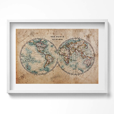 Kép keretben Világtérkép vintage stílusban