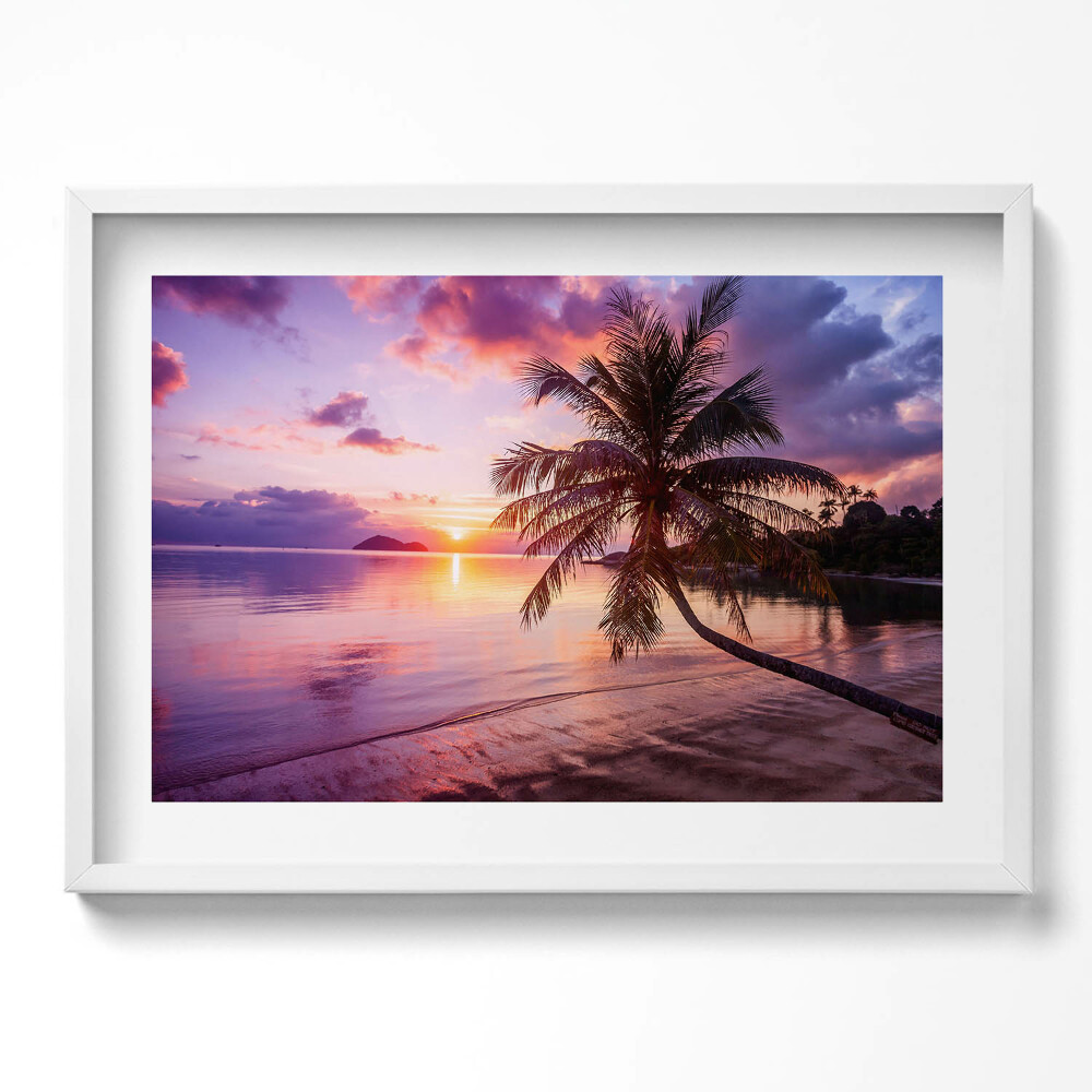 Kép keretben Tengerparti naplemente pálmafával