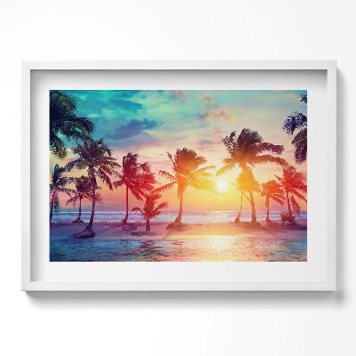 Kép keretben Trópusi naplemente pálmafákkal