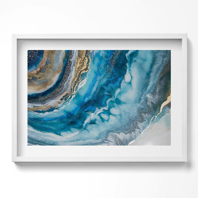 Kép keretben Absztrakt kék és arany mintázat