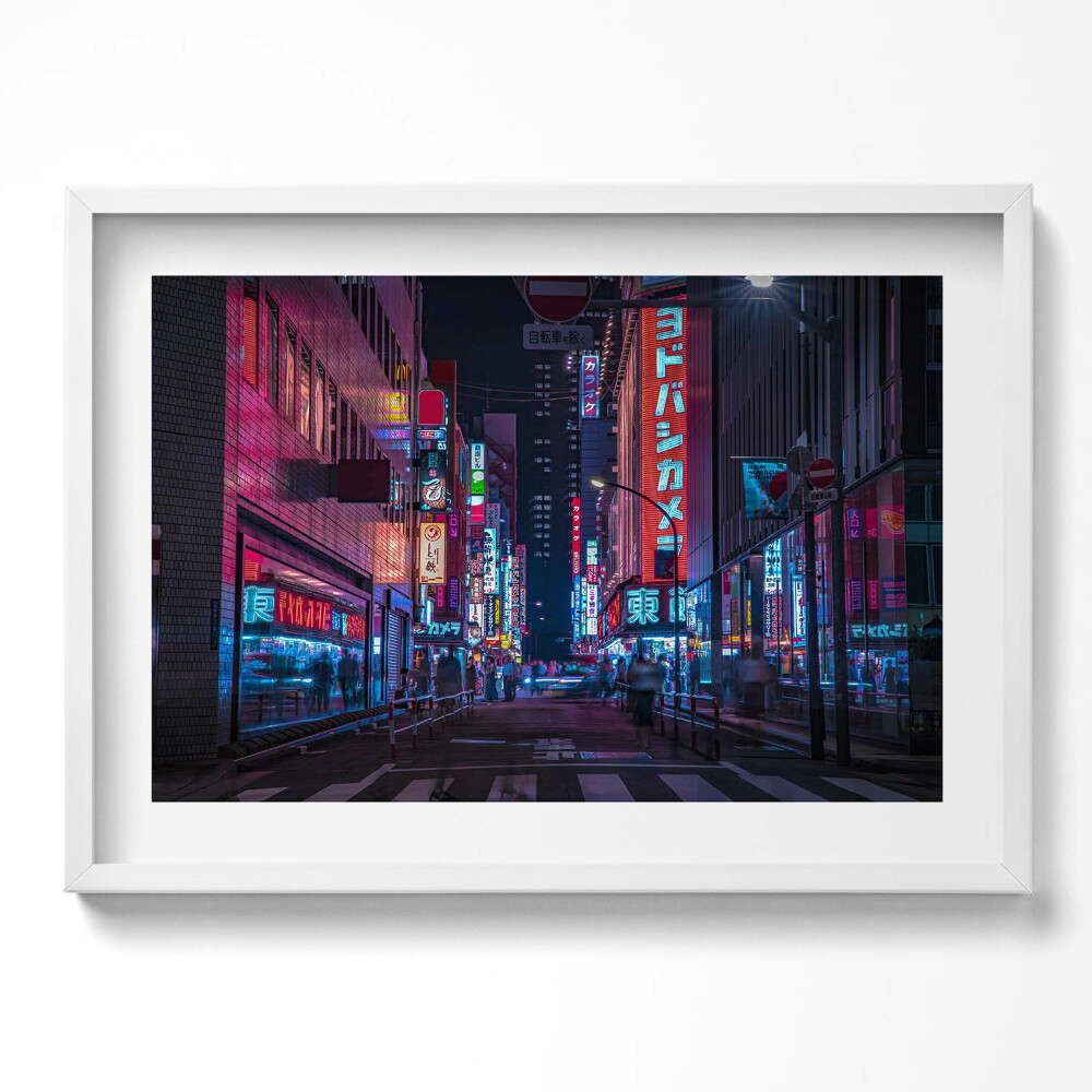 Kép keretben Éjszakai városi fények neonreklámok