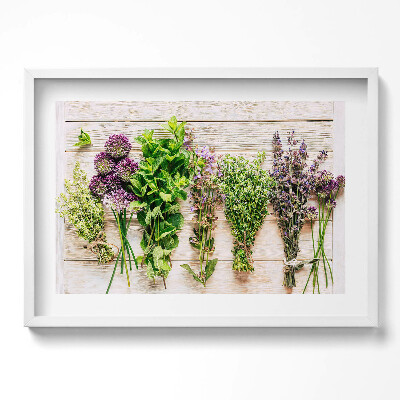Kép keretben Friss fűszernövények és virágok