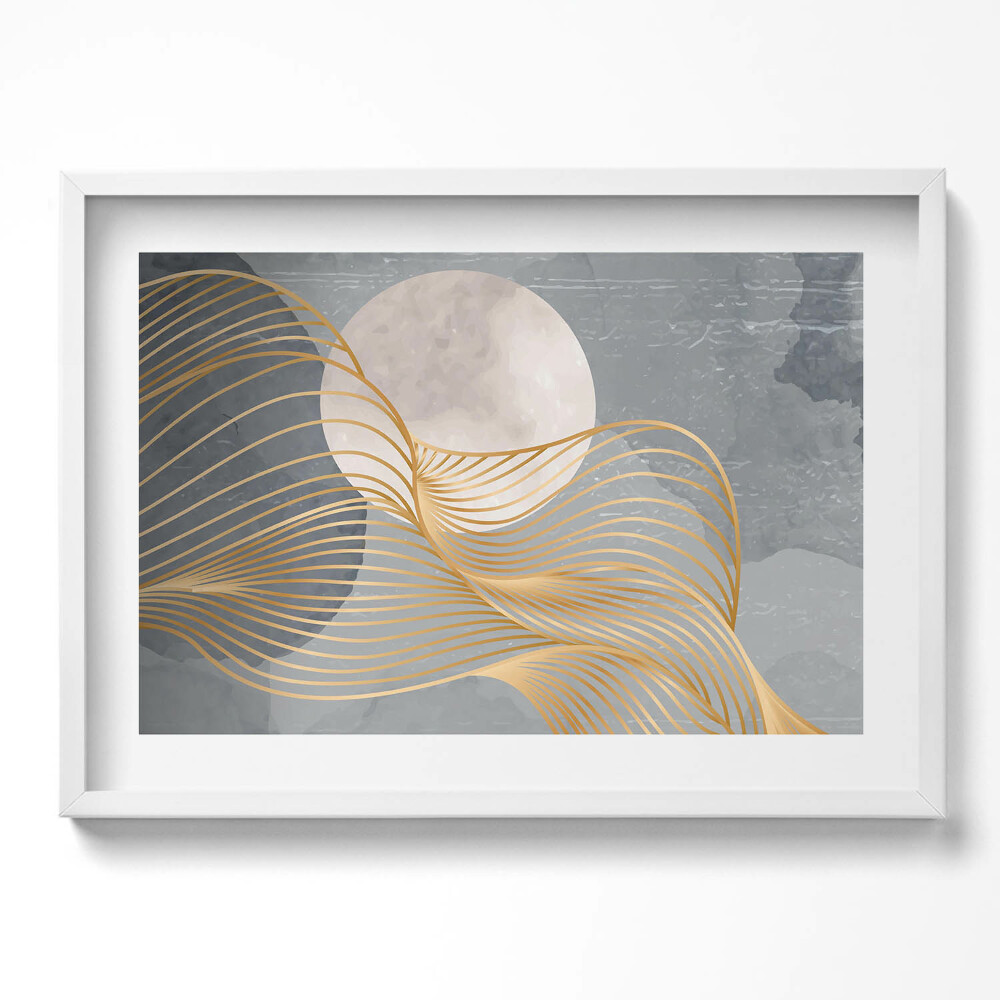 Kép keretben Absztrakt hullámok és hold