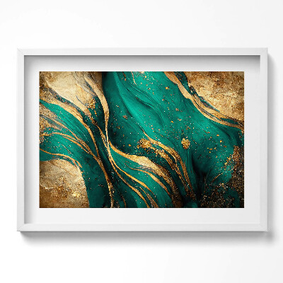Kép keretben Absztrakt zöld és arany mintázat
