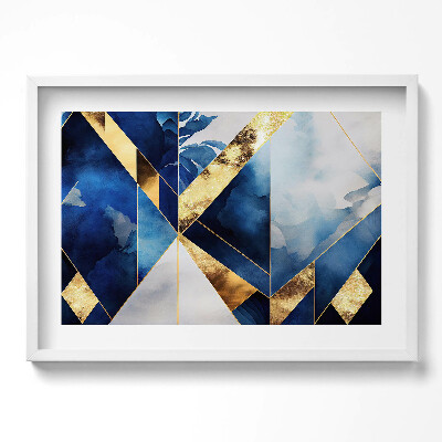 Kép keretben Absztrakt kék és arany geometriai formák