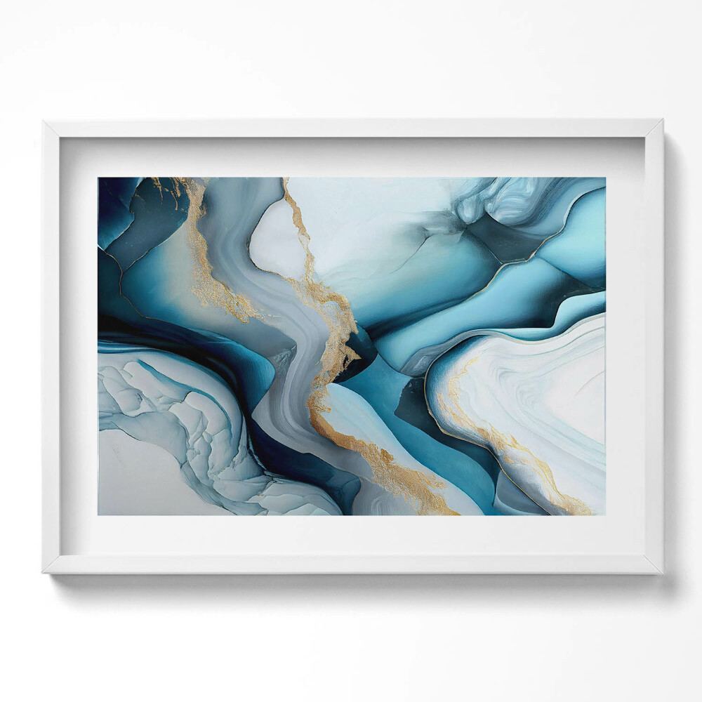 Kép keretben Absztrakt kék és arany színek