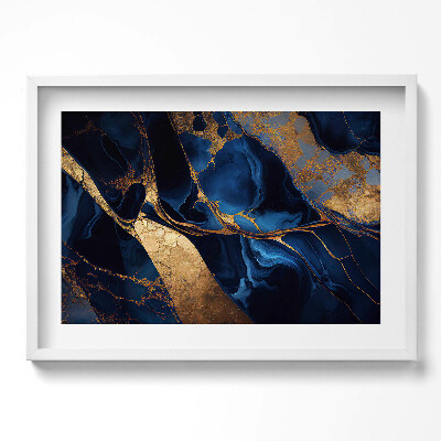 Kép keretben Absztrakt kék és arany mintázat