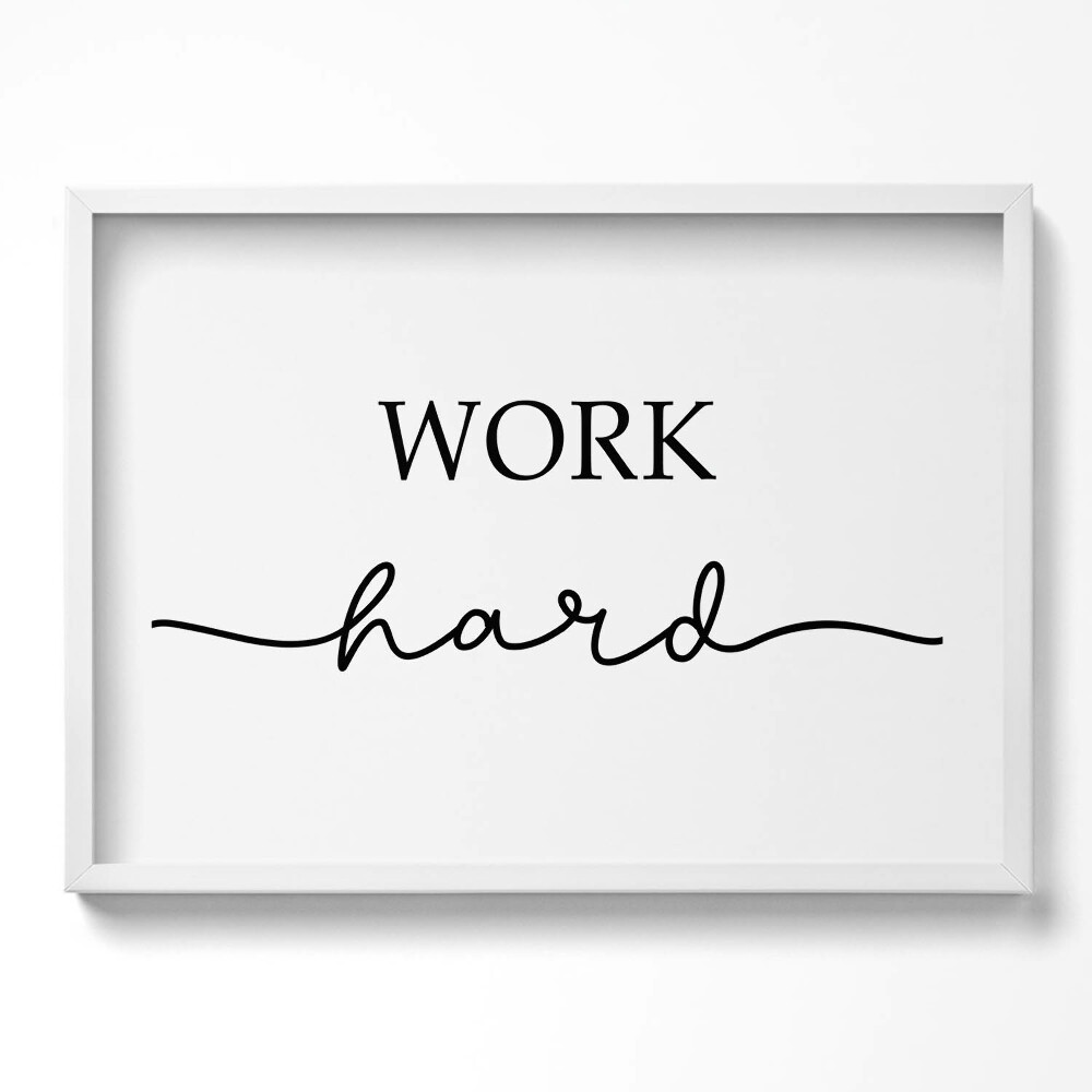 Kép keretben Motiváló felirat: "WORK hard"