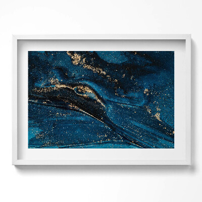 Kép keretben Absztrakt kék-arany mintázat