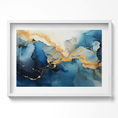 Kép keretben Absztrakt kék és arany motívum