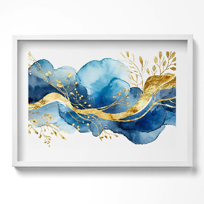 Kép keretben Absztrakt kék és arany mintázat