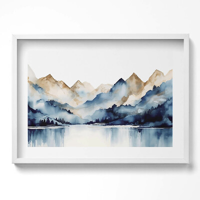 Kép keretben Hegyek és víz tükröződése