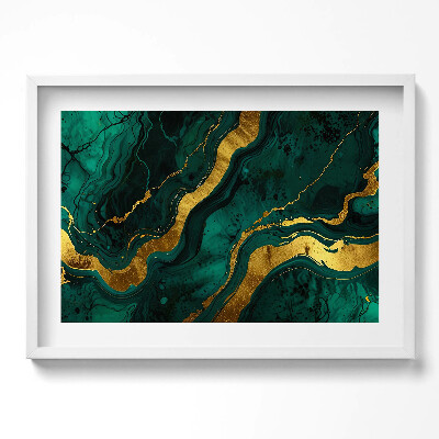 Kép keretben Zöld és arany absztrakt mintázat