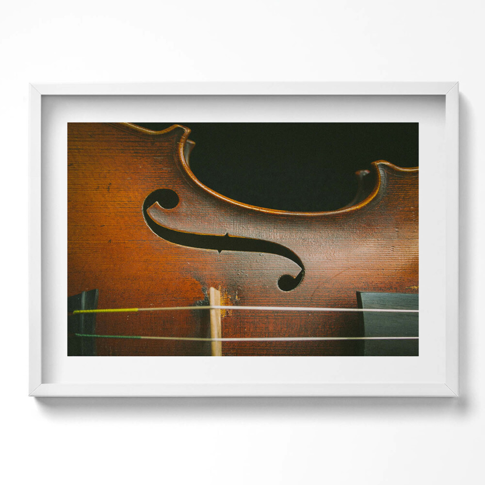 Kép keretben Hegedű részlete ívelt vonalak
