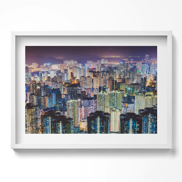 Kép keretben Éjjeli városi táj fényekkel teli