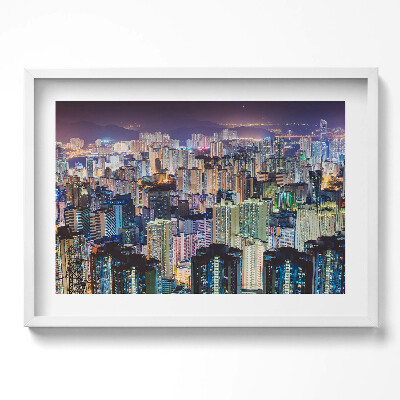 Kép keretben Éjjeli városi táj fényekkel teli