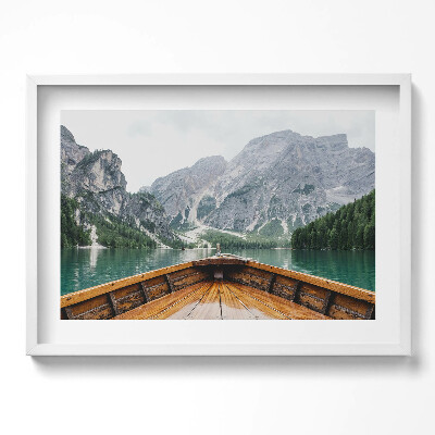 Kép keretben Hegyek és tó látképe