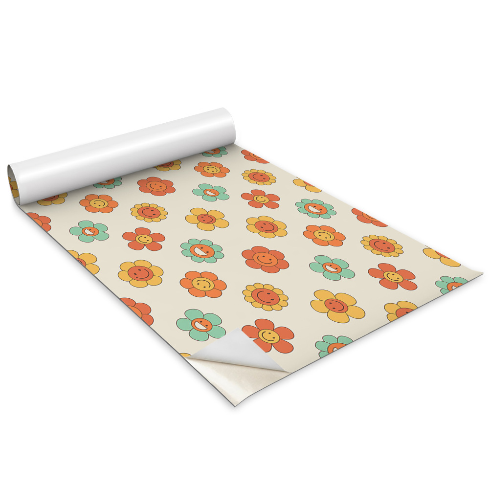 Dekoratív bútor matrica Klasszikus 70-es évekbeli minta Vidám virágok