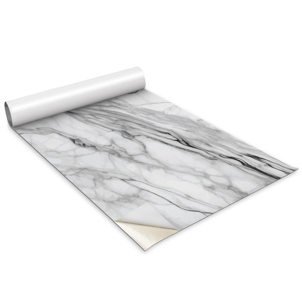 Dekoratív bútor matrica Világos márvány fekete erezettel