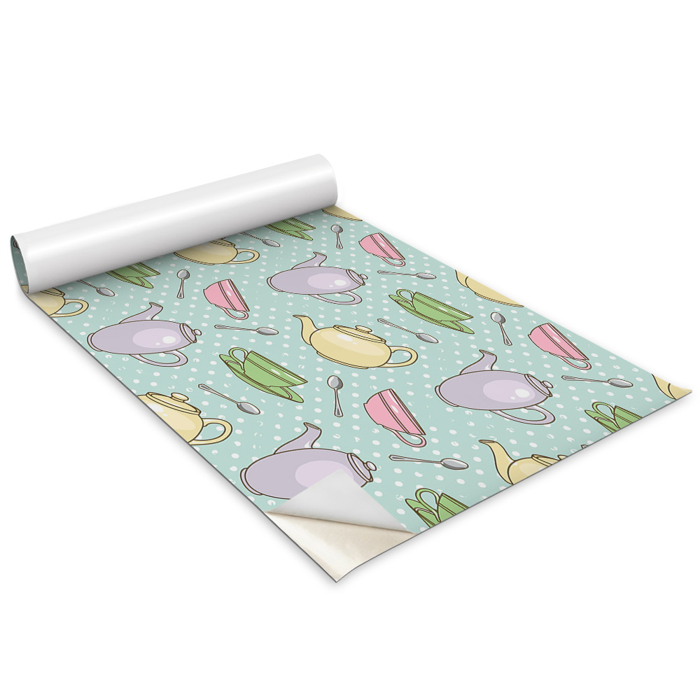 Dekoratív bútor matrica Vízforraló és színes csészék