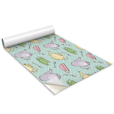 Dekoratív bútor matrica Vízforraló és színes csészék