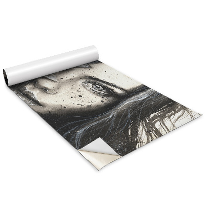 Dekoratív bútor matrica Nő tollal