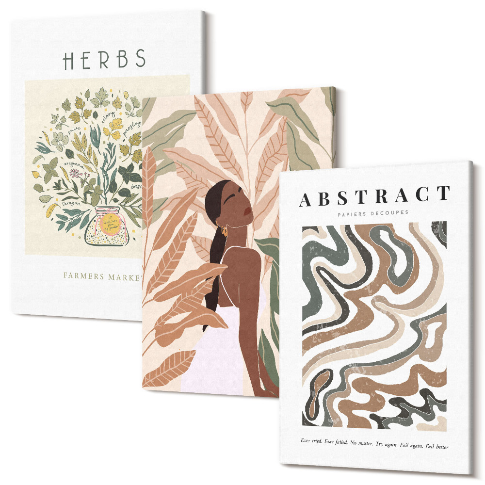 Kép szett triptichon Boho esztétikus pasztell minimalista plakátok