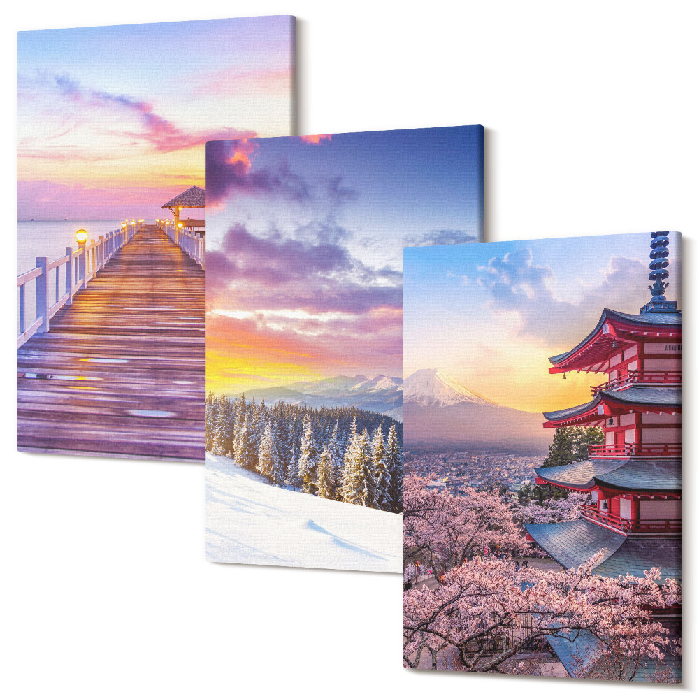 Falikép szett triptichon Romantikus tájak festői égbolttal