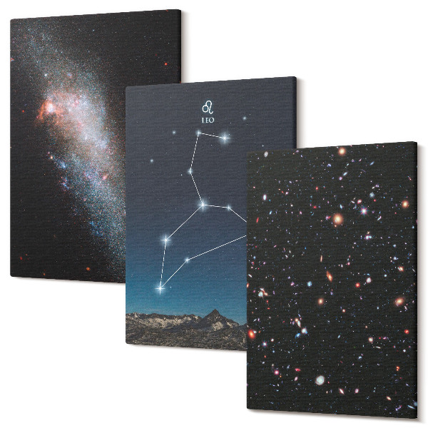 Falikép szett triptichon Oroszlán csillagkép galaxis és a világűr