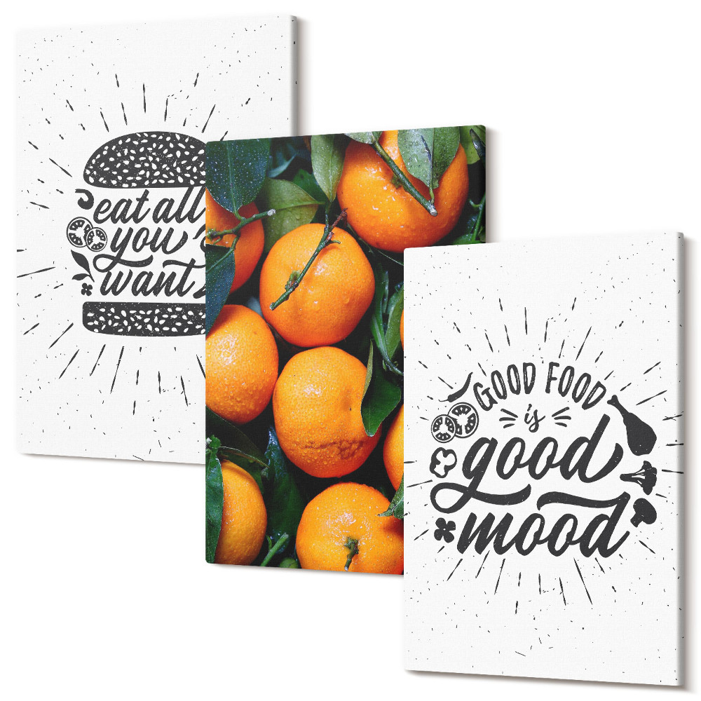Falikép szett triptichon Konyhai motívumok és lédús narancs