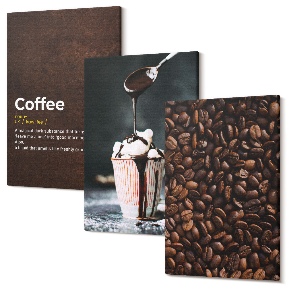 Kép szett triptichon Kávébab tejszínhab ital meghatározása