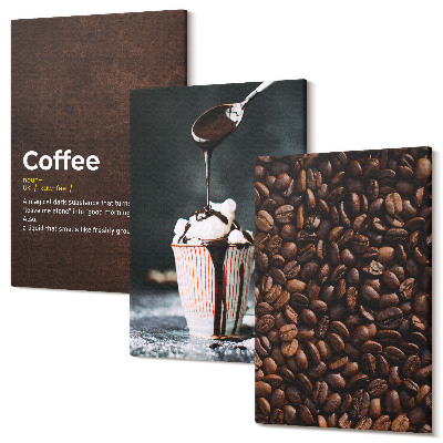 Kép szett triptichon Kávébab tejszínhab ital meghatározása