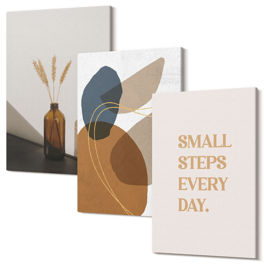 Háromrészes vászonkép szett Absztrakt formák és természetes akcentusok