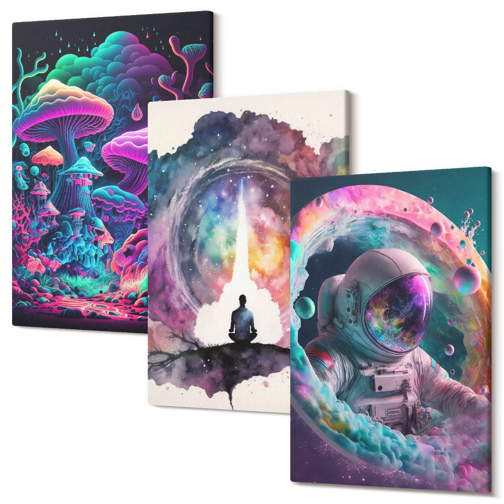 Háromrészes vászonkép szett Színes illusztrációk fantasy art stílusban