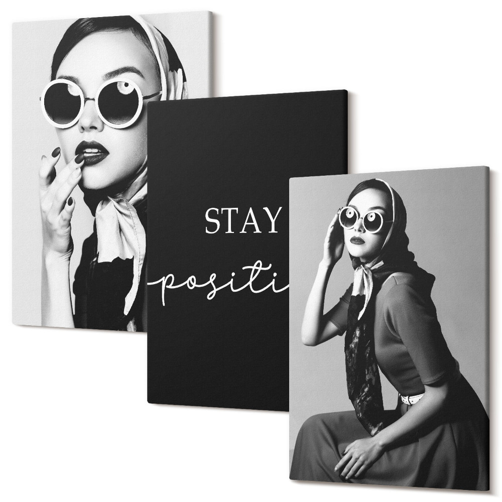 Háromrészes vászonkép szett Stílusos portrék napszemüveges nőkről