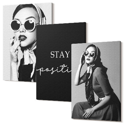 Háromrészes vászonkép szett Stílusos portrék napszemüveges nőkről