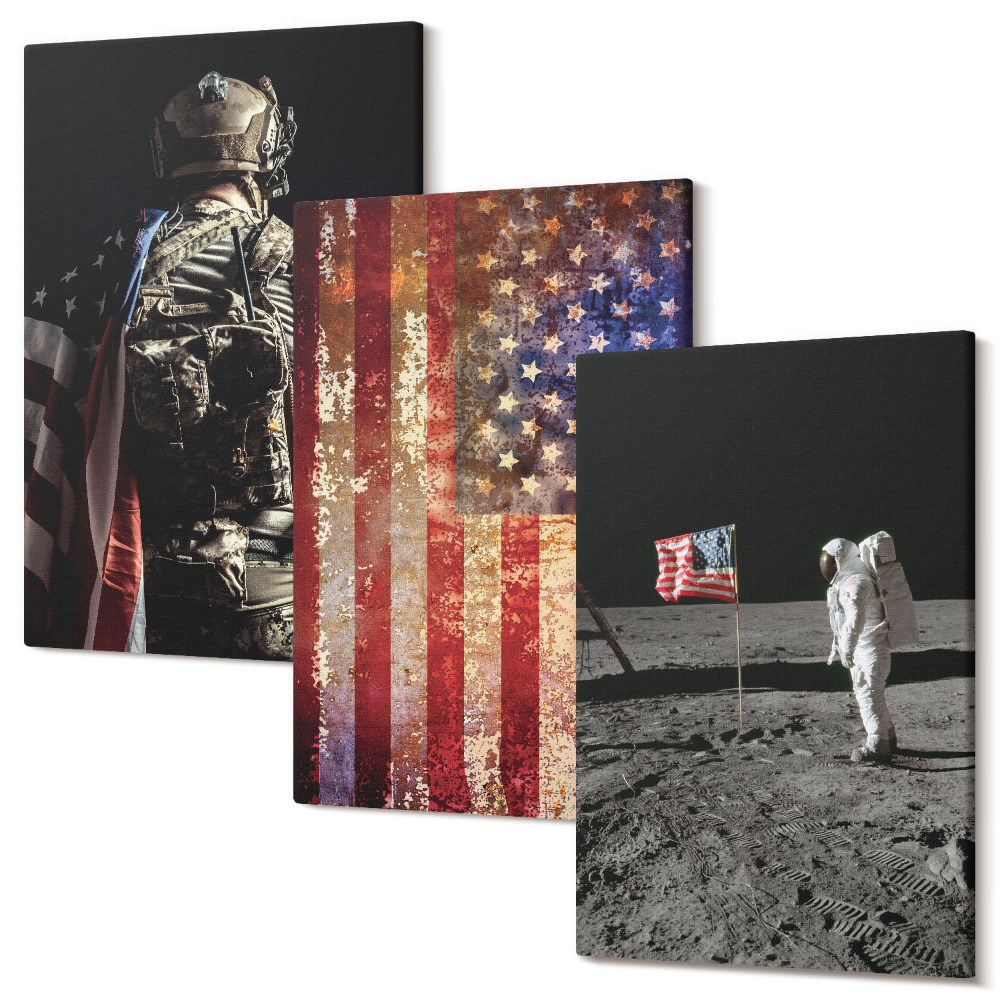 Kép szett triptichon Amerikai nemzeti szimbólumok USA zászló