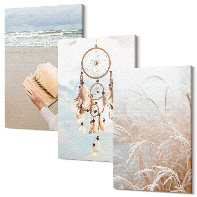 Kép szett triptichon Békés tájak, finom nyári kilátások, bohó stílus