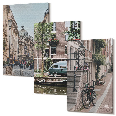 Kép szett triptichon Csendes városi kilátás az épületekre