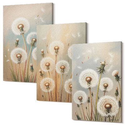 Kép szett triptichon Pitypang virágok pasztell színek hátterében